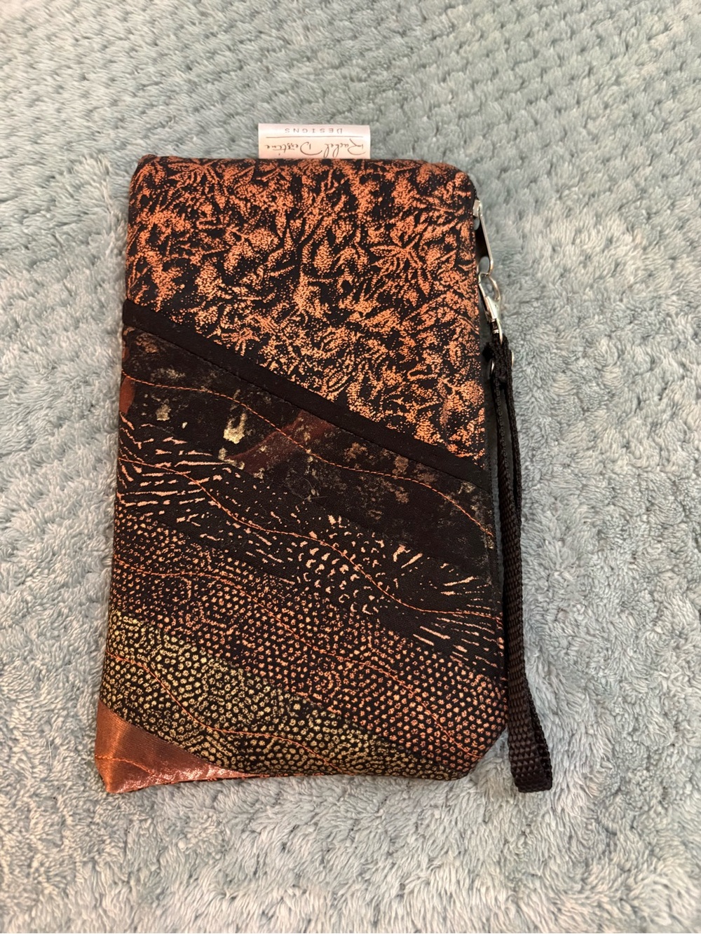 Rachel Derstine Artisan Fiber Art Quilted Pouch Zoe Bag in Copper & Black